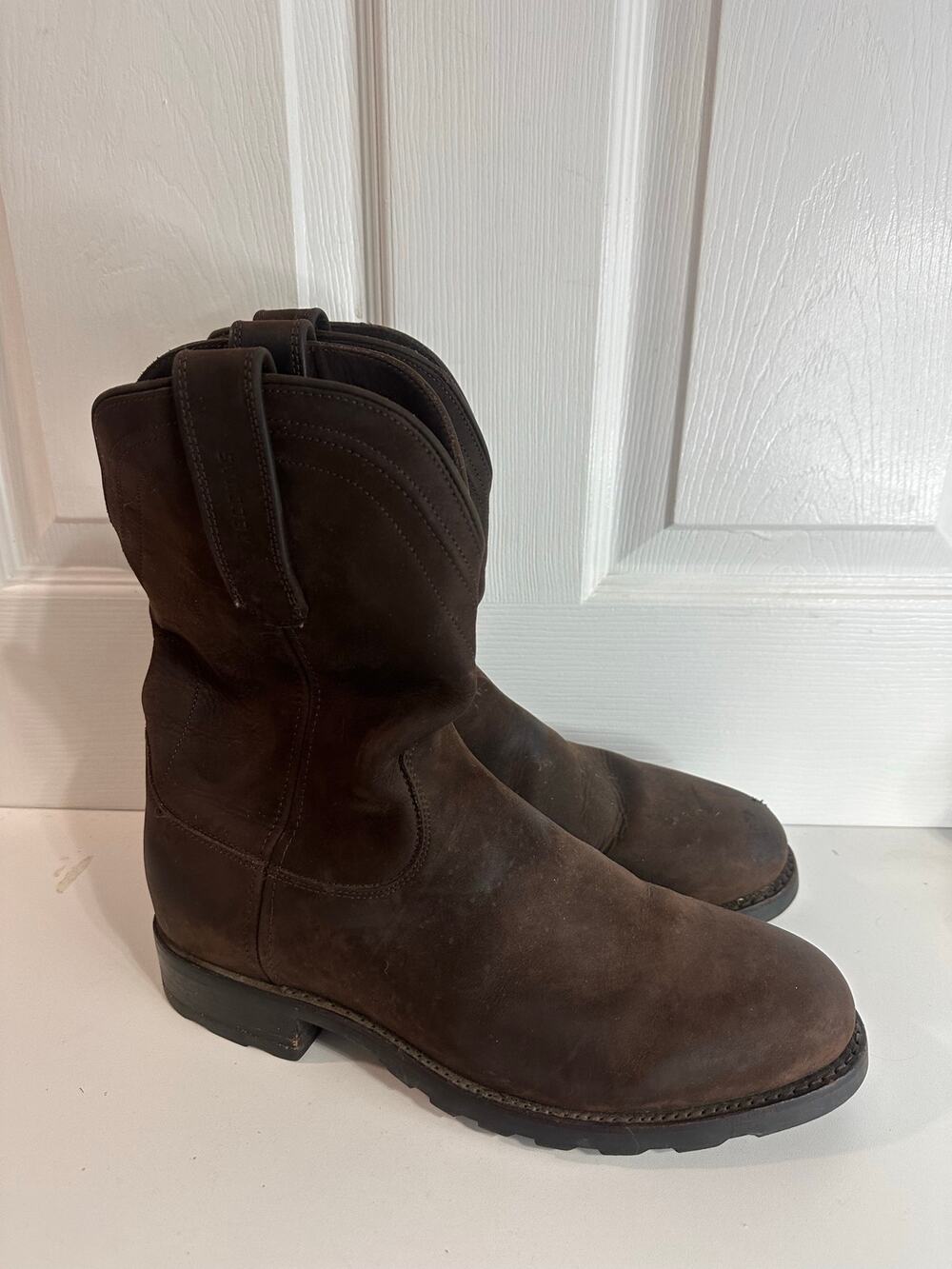 Tecovas Stockton Roper Ranch Boots Sz 10.5D Dark Brown Vibram Hard Toe Work Mens